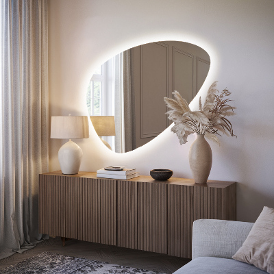 Asymmetrisk äggspegel med LED-belysning
