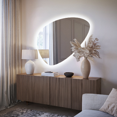 Asymmetrisk äggspegel med LED-belysning