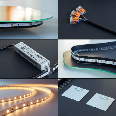 Asymmetrisk äggspegel med LED-belysning