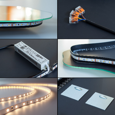 Asymmetrisk äggspegel med LED-belysning
