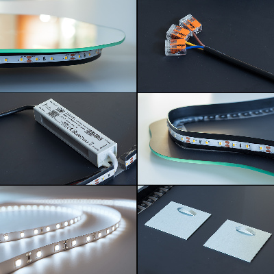 Asymmetrisk äggspegel med LED-belysning