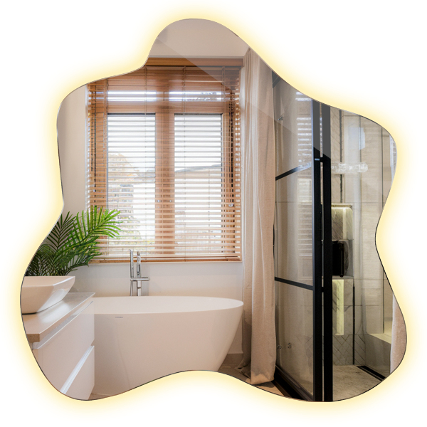 Spegel i form av en fläck LED-belyst