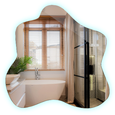 Spegel i form av en fläck LED-belyst