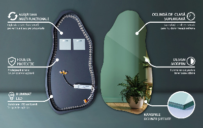 Oregelbundet formad spegel modern med LED-belysning