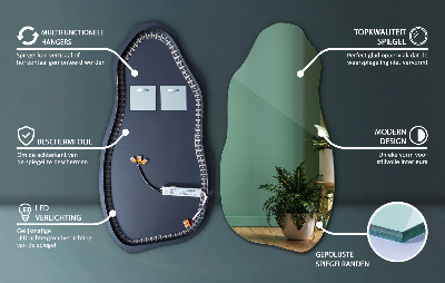 Oregelbundet formad spegel modern med LED-belysning