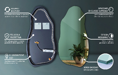 Oregelbundet formad spegel modern med LED-belysning