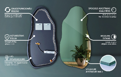 Oregelbundet formad spegel modern med LED-belysning