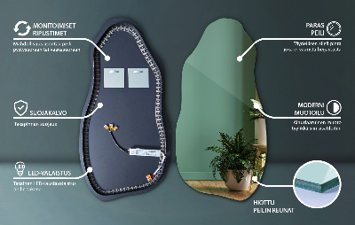 Oregelbundet formad spegel modern med LED-belysning