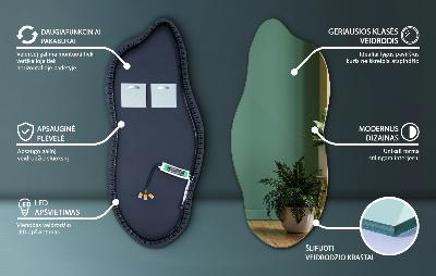 Oregelbunden spegel med led innovativ
