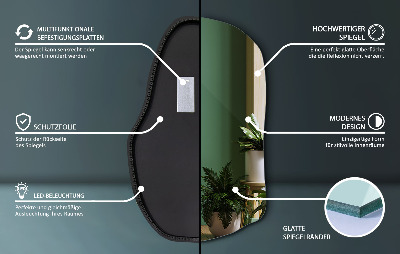 Oregelbunden spegel med led unik