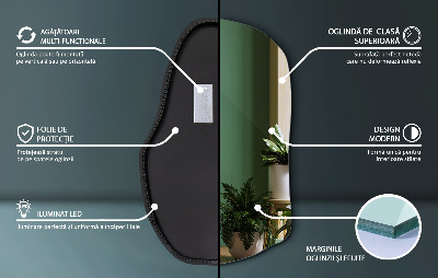 Oregelbunden spegel med led unik