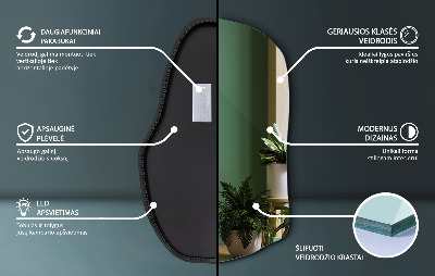 Oregelbunden spegel med led unik