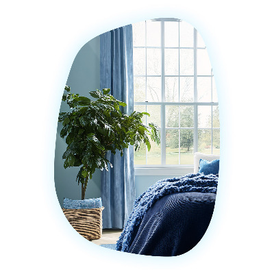 Oregelbunden spegel med led i form av en fläck