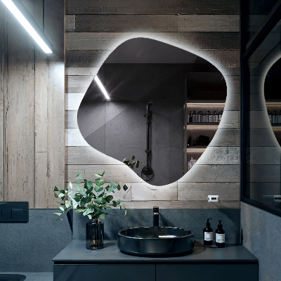 Spegel led belysning organisk form en modern detalj