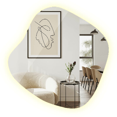 Spegel led belysning organisk form en modern detalj