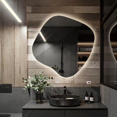 Spegel led belysning organisk form en modern detalj