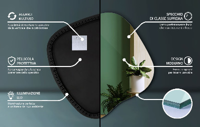 Spegel led belysning organisk form en modern detalj