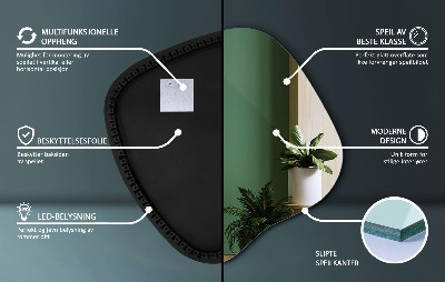 Spegel led belysning organisk form en modern detalj