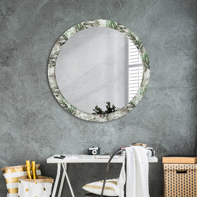Dekorativ rund spegel Akvarell blad
