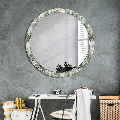Dekorativ rund spegel Akvarell blad