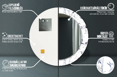 Dekorativ rund spegel Tranor fåglar