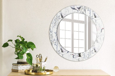 Dekorativ rund spegel Tranor fåglar
