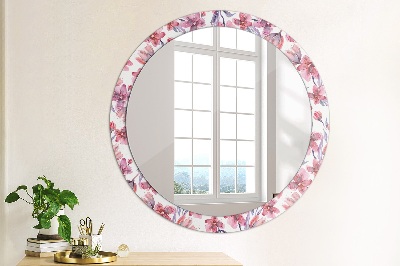 Dekorativ rund spegel med tryck Akvarell blommor