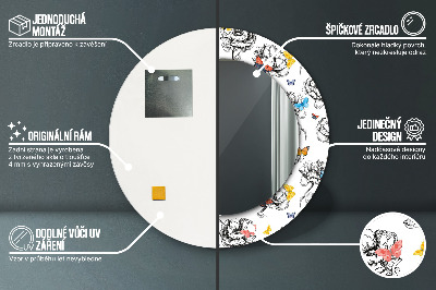 Dekorativ rund spegel Fjäril