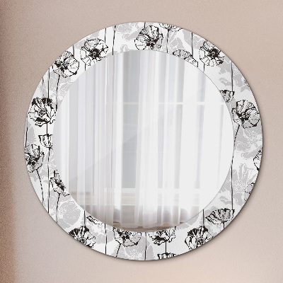 Dekorativ rund spegel Vallmo blommor