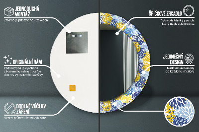 Dekorativ rund spegel Blå blommor