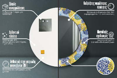 Dekorativ rund spegel Blå blommor