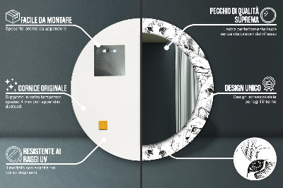 Dekorativ rund spegel med tryck Husdjur katter