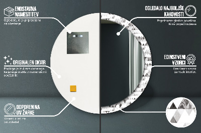 Dekorativ rund spegel med tryck Regnbågstriangel