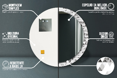 Dekorativ rund spegel med tryck Regnbågstriangel