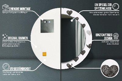 Dekorativ rund spegel Abstrakta hjärtan