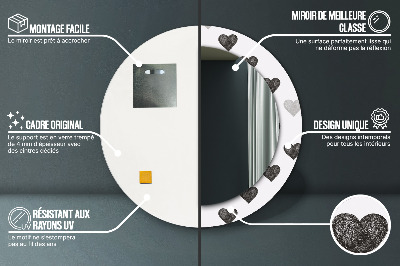 Dekorativ rund spegel Abstrakta hjärtan