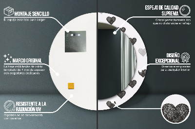 Dekorativ rund spegel Abstrakta hjärtan