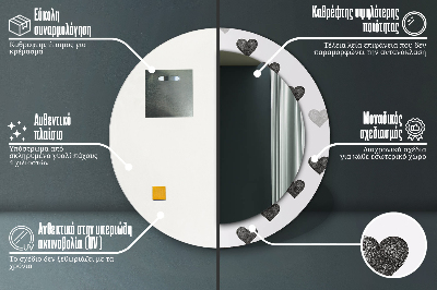 Dekorativ rund spegel Abstrakta hjärtan