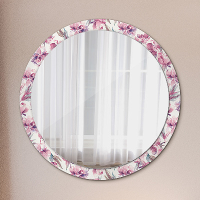 Dekorativ rund spegel Pioner blommar