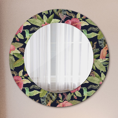 Dekorativ rund spegel Hibiskus blommor