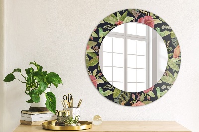 Dekorativ rund spegel Hibiskus blommor