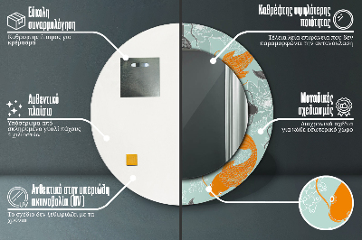 Rund spegel med tryck kinesisk karp