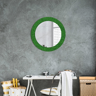 Dekorativ rund spegel grönt gräs