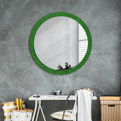 Dekorativ rund spegel grönt gräs