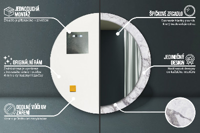 Dekorativ rund spegel Vit marmor