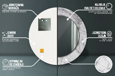 Dekorativ rund spegel Vit marmor