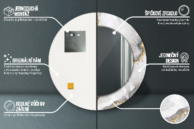 Dekorativ rund spegel Vitguld marmor