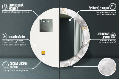 Dekorativ rund spegel Vitguld marmor