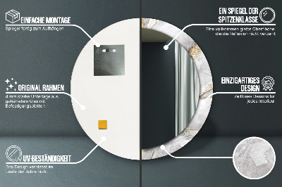 Dekorativ rund spegel Vitguld marmor