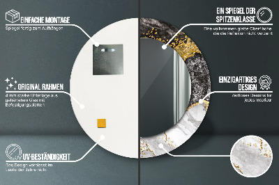 Dekorativ rund spegel Marmor och guld